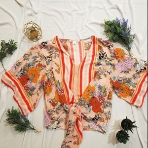 Floral Front Tie Blouse
